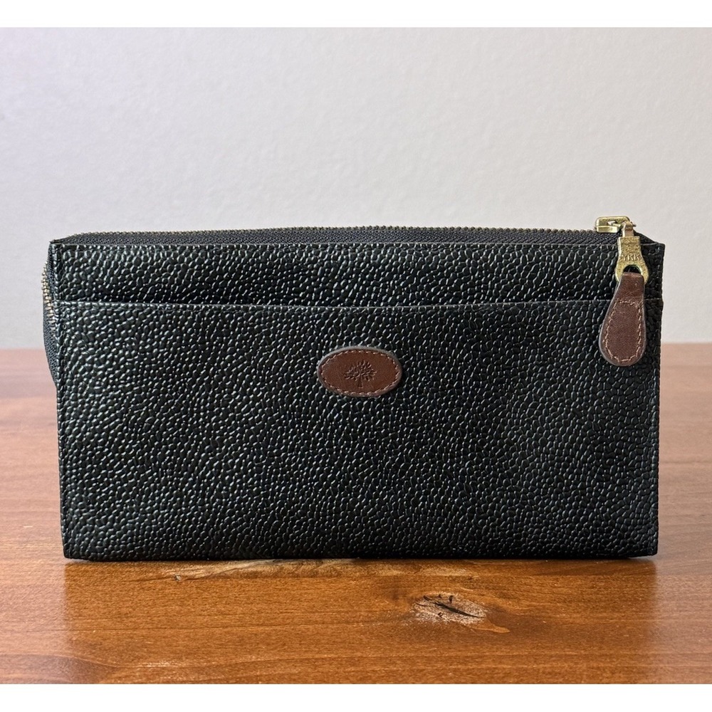 VTG Mulberry England Leather Large Card Wallet Clutch Scotchgrain Tartan Plaid